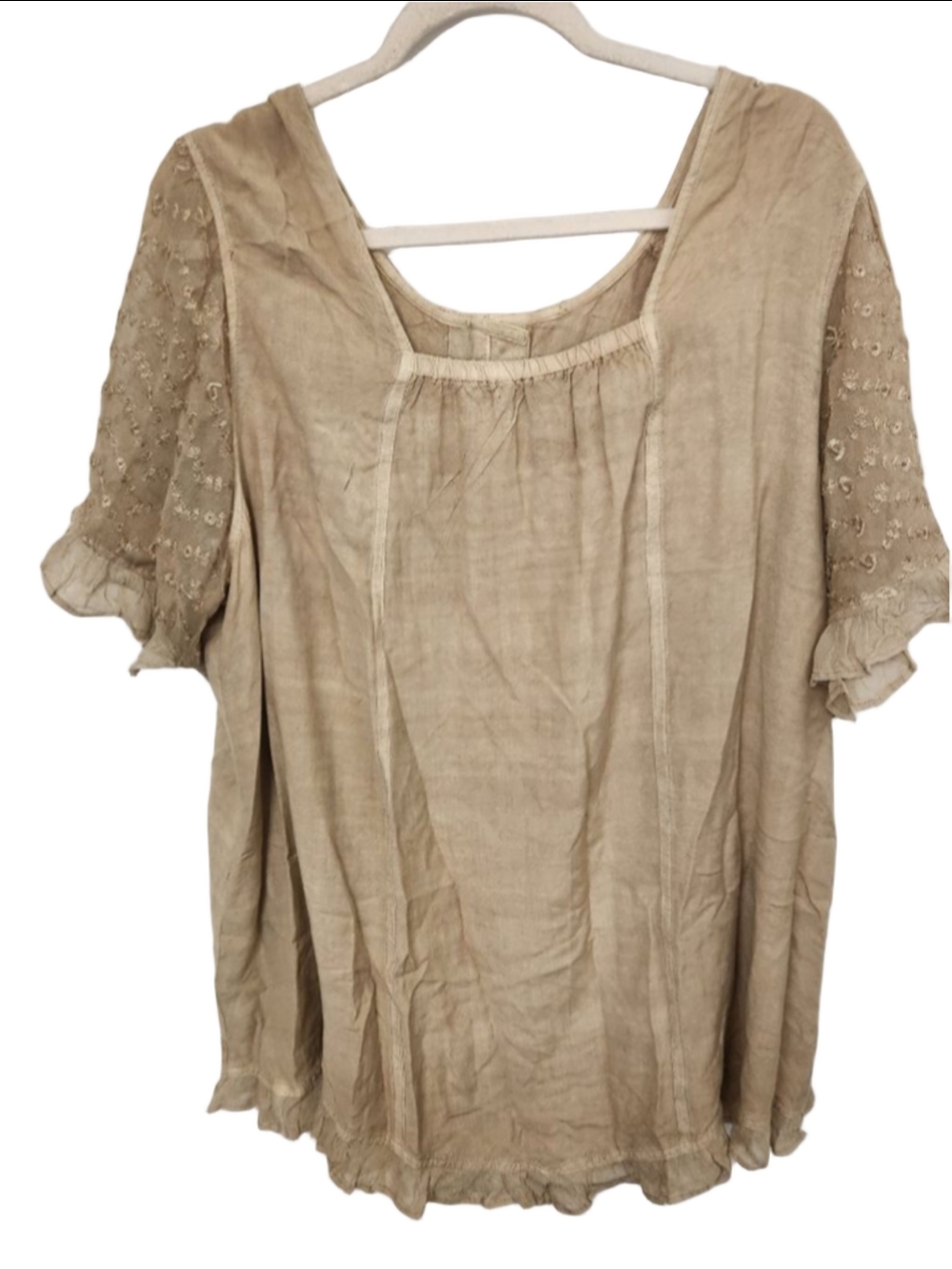 Roaman Beige Embroidered Tunic Top Plus Size 22W - Picture 5 of 11